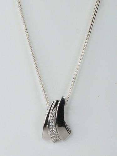 Sterling Silver CZ Shape Pendant and Chain
